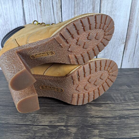 Timberland Tillston 6" Leather Nubuck Heel Boots RebotL Women's Sz 9 Tan (VGC) - Picture 6 of 8